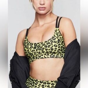 GOOD AMERICAN Neon Yellow Cheetah Print NWT Sports Bra Size S/XS